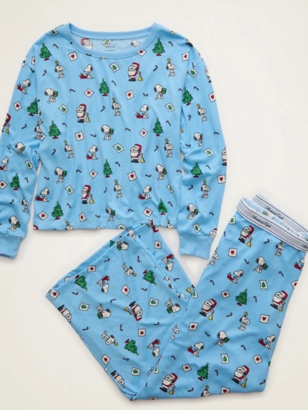 American Eagle AE Snoopy Christmas Pajamas PJ Set Sz Large New - Picture 2 of 6